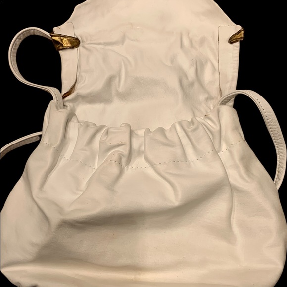 Shoulder White Leather Bag with Bronze Detail and Rose Quartz - Picture 3 of 5